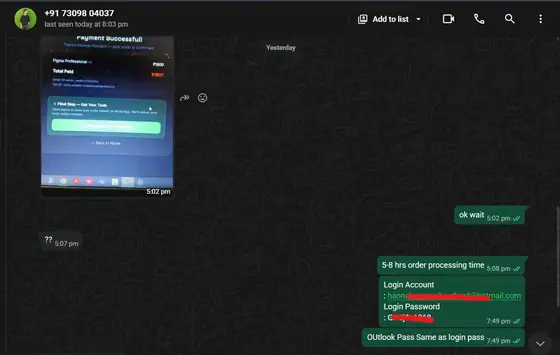 Delivery proof for Figma Professional — Login handed over