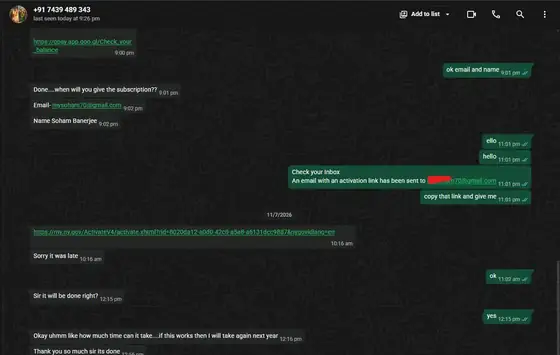 Delivery proof for Premium Subscription — Activation link delivered