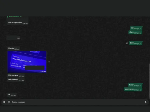 Delivery proof for Sony LIV Premium — Plan activation screenshot shared by customer